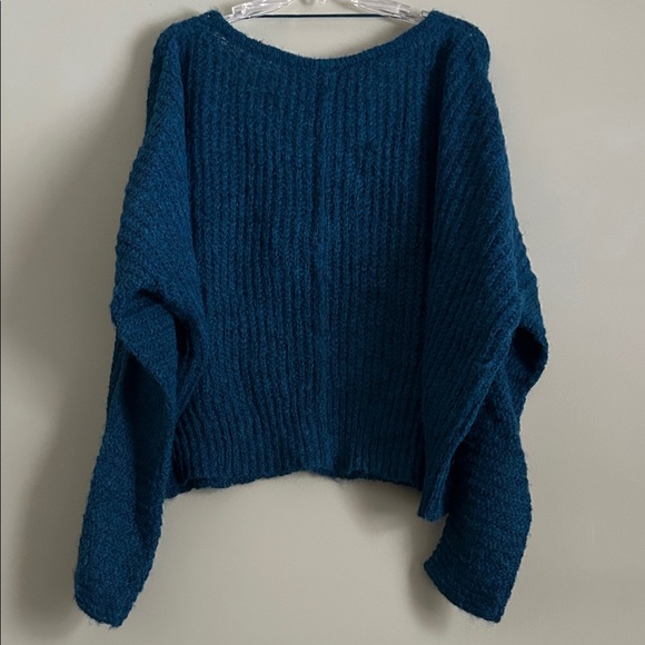 NWT Free People Moonbeam V-Neck Pullover Sweater in Blue Lagoon Size S - Picture 5 of 8